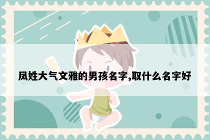 凤姓大气文雅的男孩名字,取什么名字好